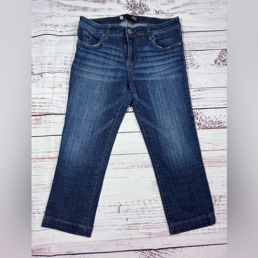 Kut from the Kloth Dark Indigo Lauren Crop Straight Jeans